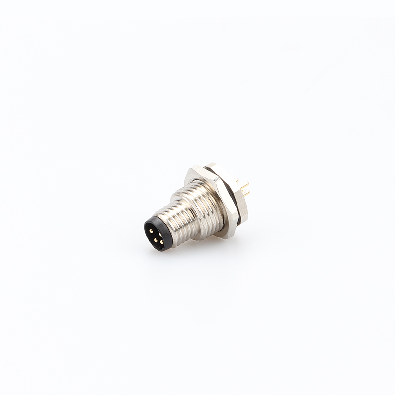M8面板式法蘭公頭板前PCB插座,防水IP67